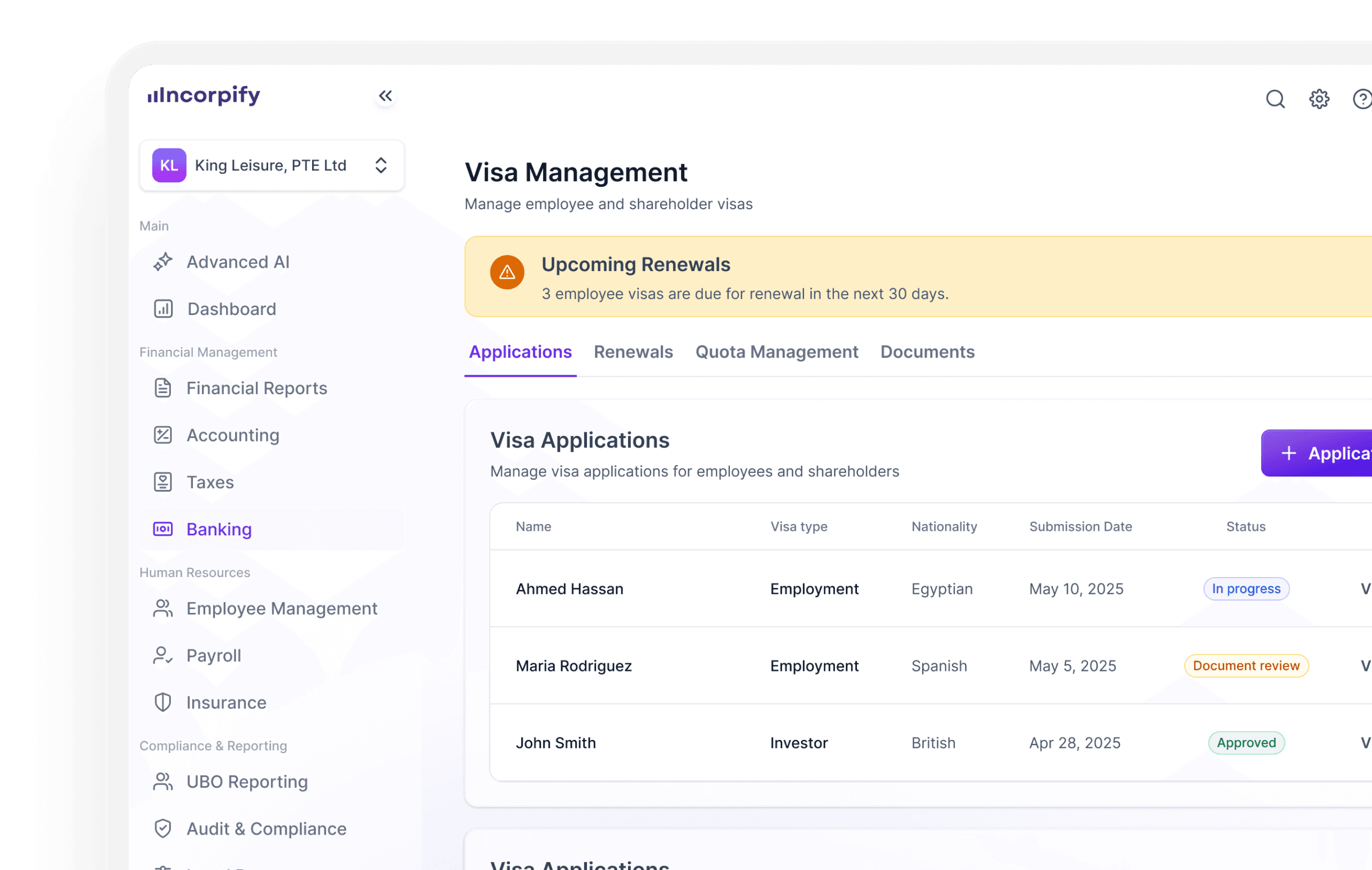 Incorpify platform preview